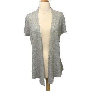 Eileen Fisher System Open Cardigan Crinkle Viscose Blend Short Sleeve EUC Size M